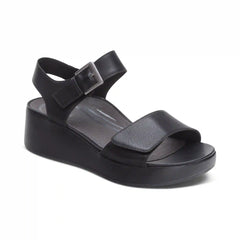 Ariel Adjustable Quarter Strap Wedge - Black