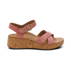 Flora Adjustable Quarter Strap Wedge - Antique Rose