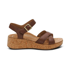 Flora Adjustable Quarter Strap Wedge - Brown