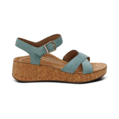 Flora Adjustable Quarter Strap Wedge  - Sage