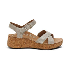 Flora Adjustable Quarter Strap Wedge  - Champagne