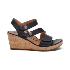 Madelyn Quarter Strap Wedge  - Black