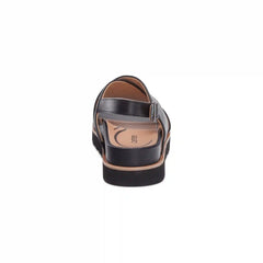 Thea Back Strap Cork Flat Sandal  - Black