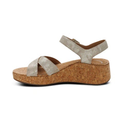 Flora Adjustable Quarter Strap Wedge  - Champagne