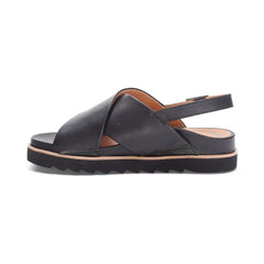 Thea Back Strap Cork Flat Sandal  - Black