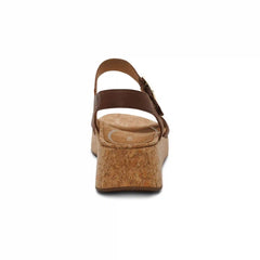 Flora Adjustable Quarter Strap Wedge  - Brown