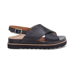 Thea Back Strap Cork Flat Sandal  - Black
